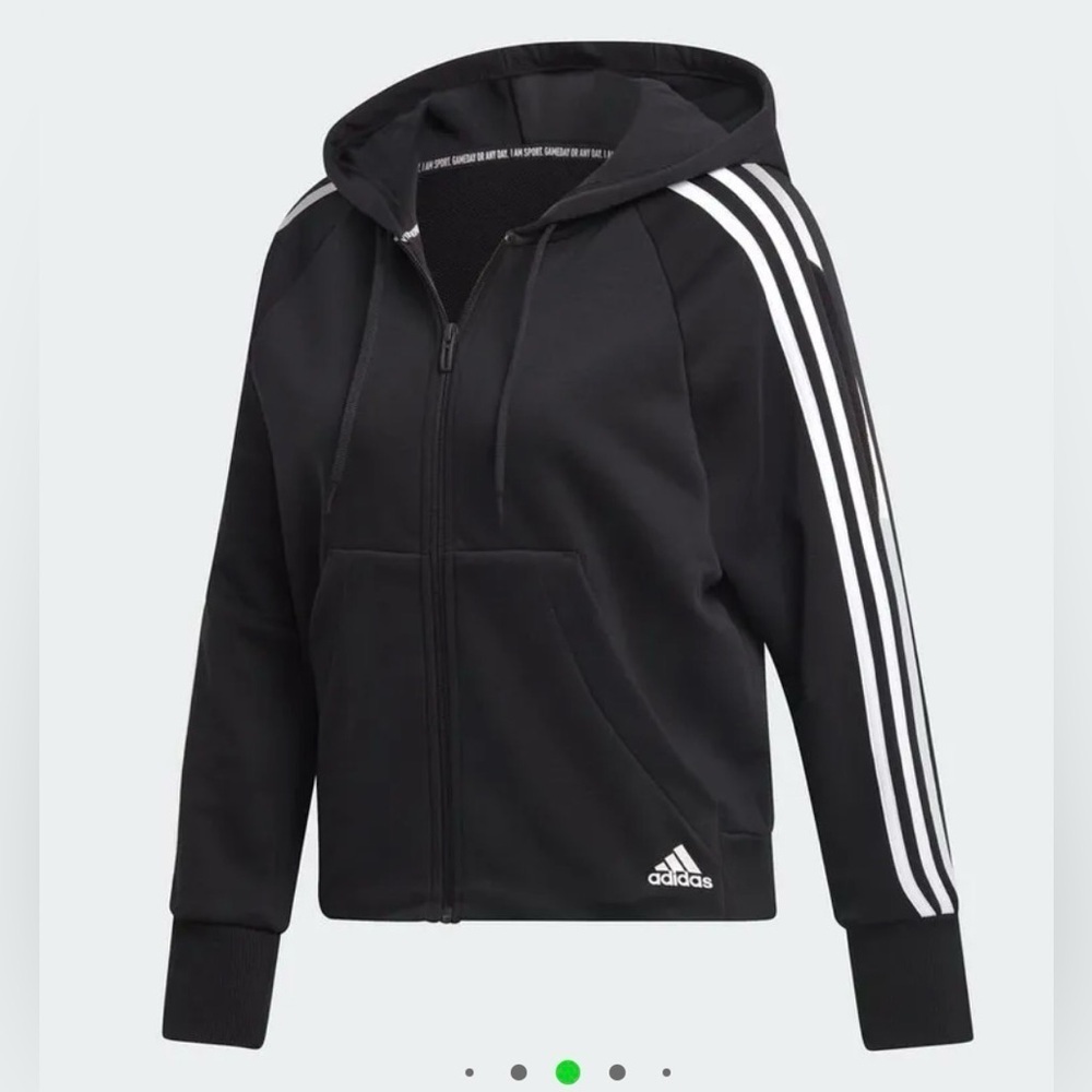 ADIDAS MUST HAVES 3-STRIPES FRENCH TERRY DW9695 black track top XS - Picture 2 of 12